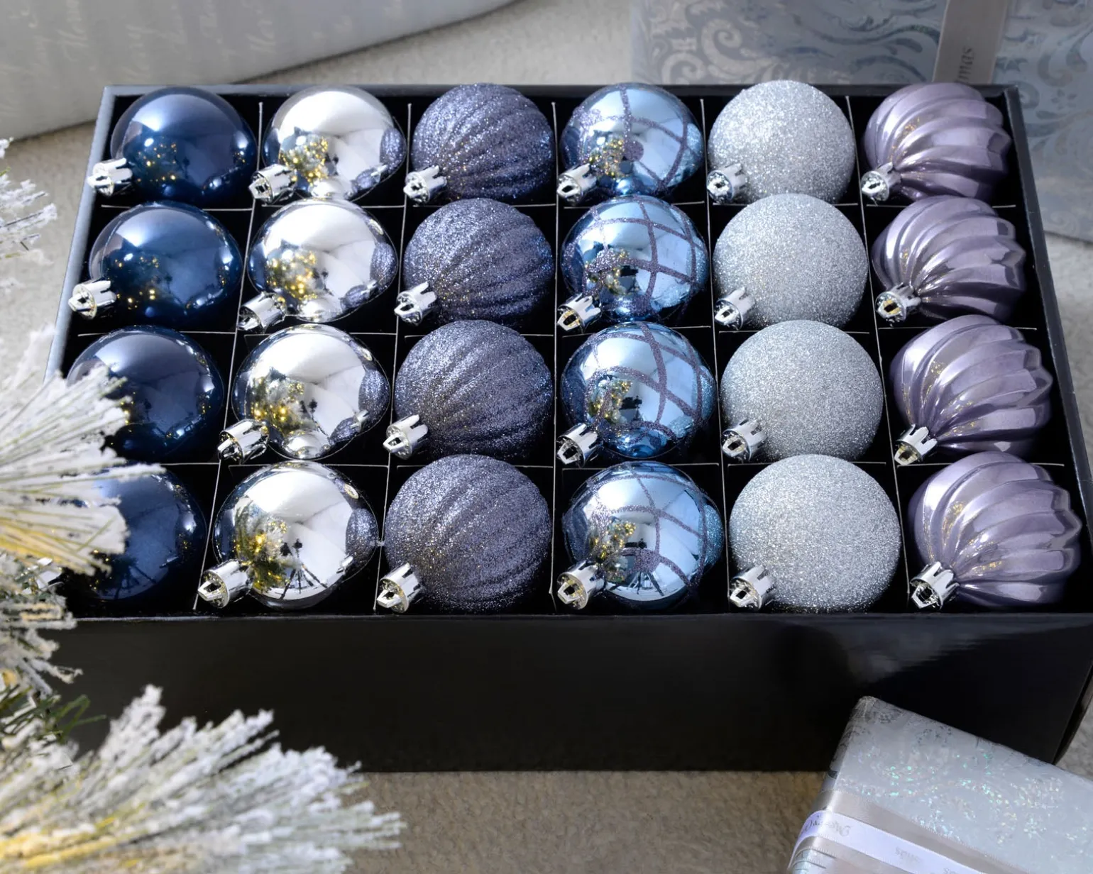 WeRChristmas Navy Shatterproof Baubles, 48 Pack, 6 Cm^ Shatterproof Baubles