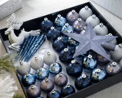 WeRChristmas Navy Shatterproof Baubles Set, 50 Pack^ Shatterproof Baubles