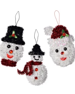 WeRChristmas Pack Of 3 Hanging Tinsel Snowman Decorations, 16 Cm^ Figurines