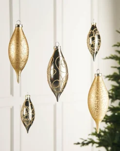 WeRChristmas Pale Gold Glass Baubles, 5 Pack, 15 Cm^ Glass Baubles