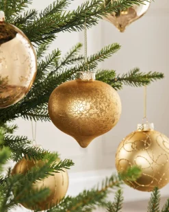 WeRChristmas Pale Gold Glass Baubles, 6 Pack, 10 Cm^ Glass Baubles