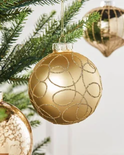 WeRChristmas Pale Gold Glass Baubles, 6 Pack, 10 Cm^ Glass Baubles