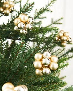 WeRChristmas Pale Gold Glass Berry Cluster Baubles, 10 Pack^ Glass Baubles