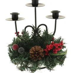WeRChristmas Pinecone And Berry Single Pillar Candle Holder, Triple Tape^ Table Decorations|Candle Holder Garlands