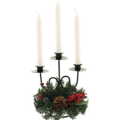 WeRChristmas Pinecone And Berry Single Pillar Candle Holder, Triple Tape^ Table Decorations|Candle Holder Garlands