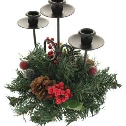WeRChristmas Pinecone And Berry Single Pillar Candle Holder, Triple Tape^ Table Decorations|Candle Holder Garlands