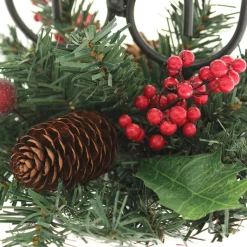 WeRChristmas Pinecone And Berry Single Pillar Candle Holder, Triple Tape^ Table Decorations|Candle Holder Garlands