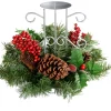 WeRChristmas Pinecone And Berry Single Pillar Candle Holder, Single Pillar^ Table Decorations|Candle Holder Garlands