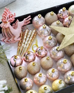 WeRChristmas Pink/Champagne Shatterproof Baubles Set, 50 Pack^ Shatterproof Baubles