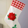 WeRChristmas Poinsettia Embroidered Stocking, Red/White, 48 Cm^ Novelty