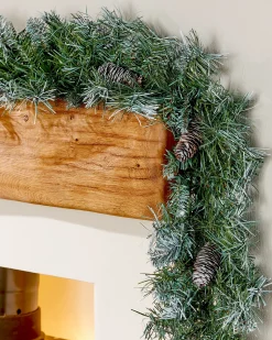 WeRChristmas Pre-Decorated Frosted Scandinavian Blue Spruce Garland, 9 Ft^ Snow Flocked Garlands|Decorated Garlands