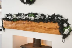 WeRChristmas Pre-Decorated Garland, Black/Silver, 6 Ft^ Decorated Garlands