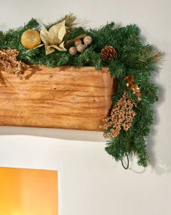 WeRChristmas Pre-Decorated Garland, Cream/Gold, 6 Ft^ Decorated Garlands