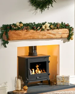 WeRChristmas Pre-Decorated Garland, Cream/Gold, 6 Ft^ Decorated Garlands