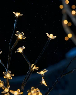 WeRChristmas Pre-Lit 200 LED Cherry Blossom Twig Tree, White, 5 Ft^ Tree Silhouettes