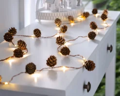 WeRChristmas Pre-Lit 20 LED Pinecone Light String Garland, 6 Ft^ Fairy Lights|Decorated Garlands