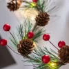 WeRChristmas Pre-Lit 20 LED Pinecones & Berries Light String Garland, 6 Ft^ Fairy Lights|Decorated Garlands