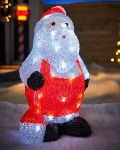 WeRChristmas Pre-Lit Acrylic Santa With Lantern, 35 Cm^ Christmas Characters