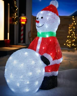 WeRChristmas Pre-Lit Acrylic Snowman With Snowball, 60 Cm^ Christmas Characters