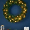 WeRChristmas Pre-Lit Alberta Spruce Wreath, 60 Cm^ Plain Wreaths|Pre Lit Wreaths