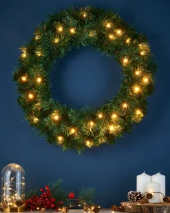 WeRChristmas Pre-Lit Alberta Spruce Wreath, 60 Cm^ Plain Wreaths|Pre Lit Wreaths