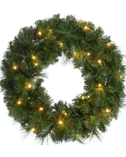 WeRChristmas Pre-Lit Alberta Spruce Wreath, 60 Cm^ Plain Wreaths|Pre Lit Wreaths