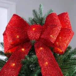 WeRChristmas Pre-Lit Bow Tree Topper, Red, 60 Cm^ Tree Toppers
