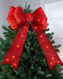 WeRChristmas Pre-Lit Bow Tree Topper, Red, 60 Cm^ Tree Toppers
