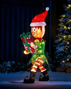 WeRChristmas Pre-Lit 3D Mesh Elf, 1 M^ Christmas Characters