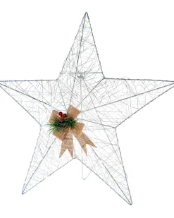 WeRChristmas Pre-Lit 2D Metal Star, Silver, 60 Cm^ Table Decorations