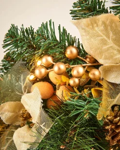 WeRChristmas Pre-Lit Decorated Arch Garland With 20 Warm White LEDs, Copper/Gold, 3 Ft^ Decorated Garlands|Pre Lit Garlands