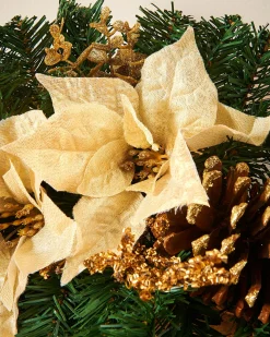 WeRChristmas Pre-Lit Decorated Arch Garland, Cream/Gold, 3 Ft^ Decorated Garlands|Pre Lit Garlands