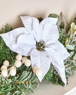 WeRChristmas Pre-Lit Decorated Frosted Garland, White/Silver, 9 Ft^ Decorated Garlands|Pre Lit Garlands