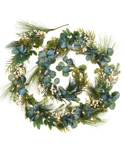 WeRChristmas Pre-Lit Decorated Garland, Berries & Eucalyptuses, 9 Ft^ Plain Garlands|Decorated Garlands