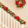 WeRChristmas Pre-Lit Decorated Garland, Red/Gold, 9 Ft^ Decorated Garlands|Pre Lit Garlands