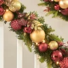 WeRChristmas Pre-Lit Decorated Garland, Burgundy/Gold, 9 Ft^ Decorated Garlands|Pre Lit Garlands