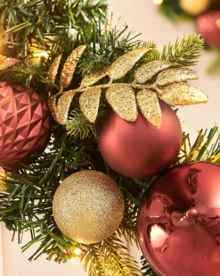 WeRChristmas Pre-Lit Decorated Garland, Burgundy/Gold, 9 Ft^ Decorated Garlands|Pre Lit Garlands