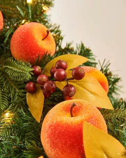 WeRChristmas Pre-Lit Decorated Garland, Apples & Peaches, 9 Ft^ Decorated Garlands|Pre Lit Garlands