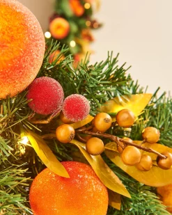 WeRChristmas Pre-Lit Decorated Garland, Apples & Peaches, 9 Ft^ Decorated Garlands|Pre Lit Garlands