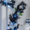 WeRChristmas Pre-Lit Decorated Garland, Black/Silver, 9 Ft^ Decorated Garlands|Pre Lit Garlands