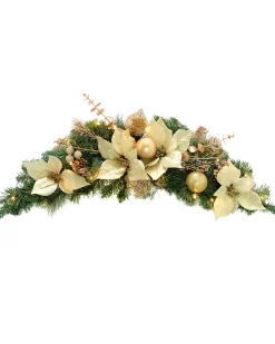 WeRChristmas Pre-Lit Decorated Garland Arch, Cream/Gold, 3 Ft^ Decorated Garlands|Pre Lit Garlands