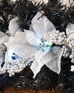 WeRChristmas Pre-Lit Decorated Garland Arch, Black/Silver, 3 Ft^ Decorated Garlands|Pre Lit Garlands