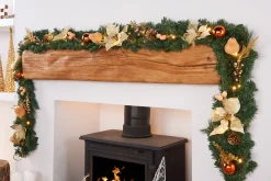 WeRChristmas Pre-Lit Decorated Garland, Copper/Gold, 9 Ft^ Decorated Garlands|Pre Lit Garlands