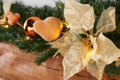 WeRChristmas Pre-Lit Decorated Garland, Copper/Gold, 9 Ft^ Decorated Garlands|Pre Lit Garlands