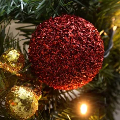WeRChristmas Pre-Lit Decorated Garland, Red/Gold, 9 Ft^ Decorated Garlands|Pre Lit Garlands