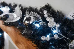 WeRChristmas Pre-Lit Decorated Garland, Black/Silver, 9 Ft^ Decorated Garlands|Pre Lit Garlands