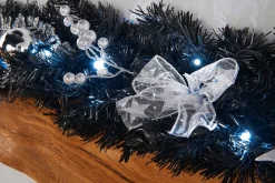 WeRChristmas Pre-Lit Decorated Garland, Black/Silver, 9 Ft^ Decorated Garlands|Pre Lit Garlands