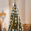 WeRChristmas Pre-Lit Decorated Holly Pop-Up Christmas Tree, Champagne & Silver, 6 Ft^ Budget Christmas Trees|Pre Lit Christmas Trees