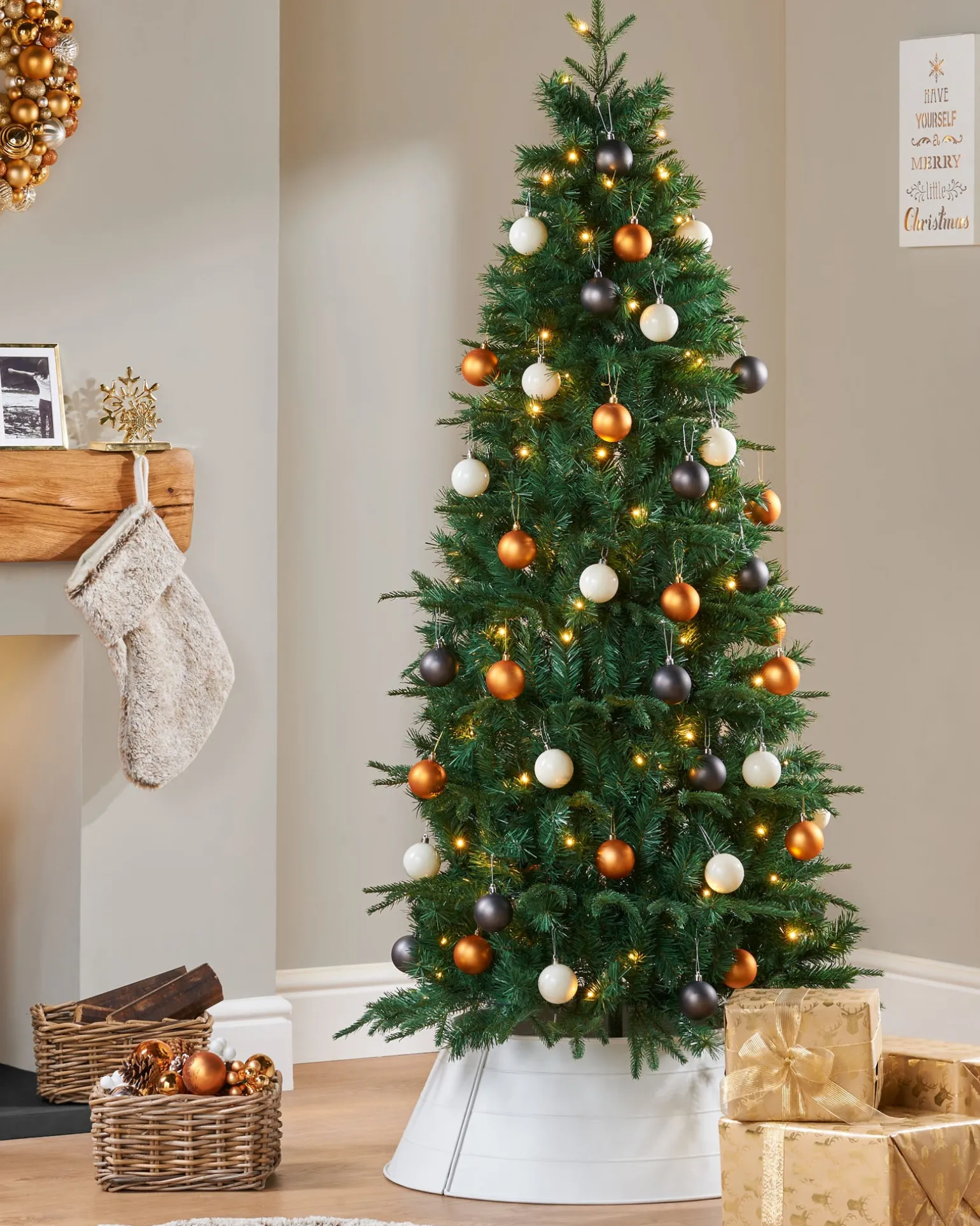WeRChristmas Pre-Lit Decorated Pop-Up Christmas Tree, Silver & Gold, 6 Ft^ Budget Christmas Trees|Pre Lit Christmas Trees