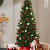WeRChristmas Pre-Lit Decorated Pop-Up Christmas Tree, Red & White, 6 Ft^ Budget Christmas Trees|Pre Lit Christmas Trees